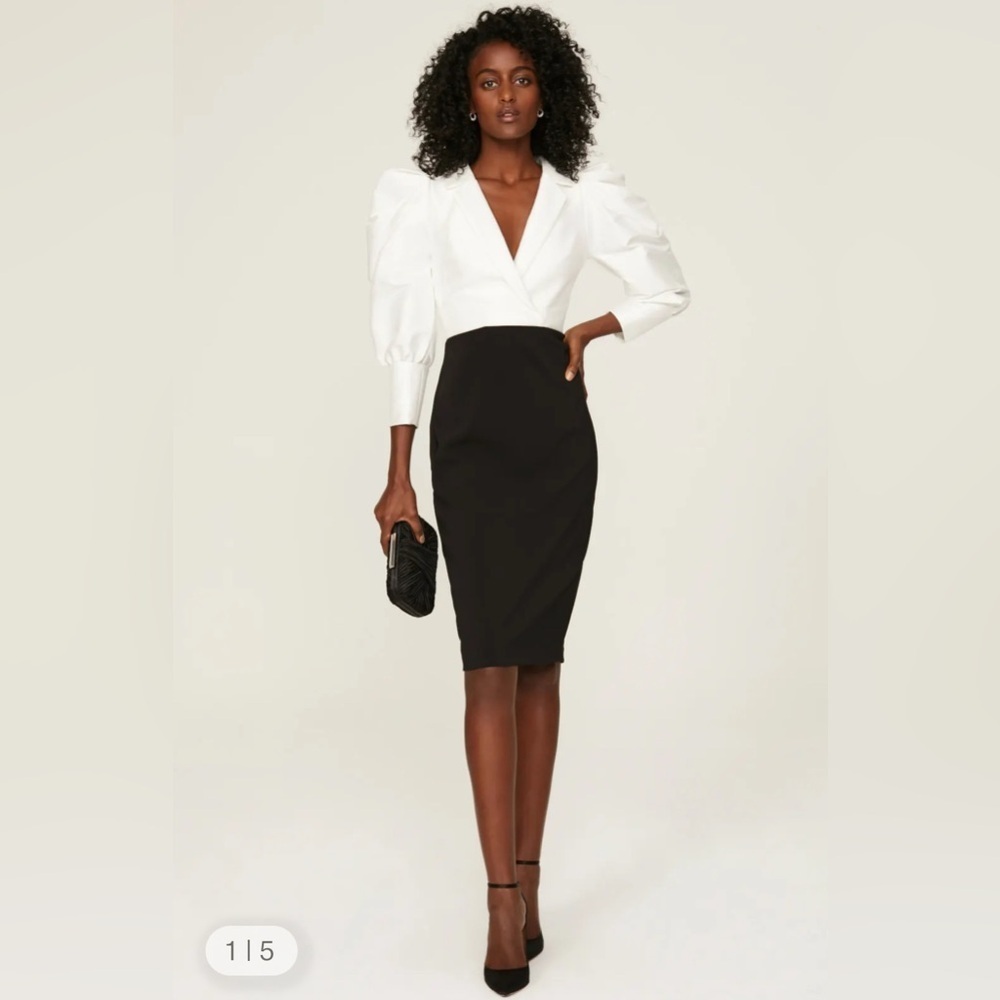 Badgley Mischka Monochrome Long Sleeve Dress